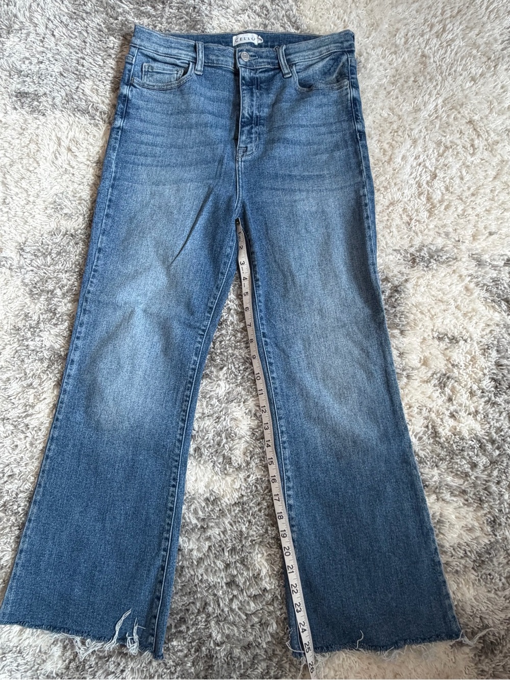 Cello Women's Blue High-Rise W/ Frayed Hem Straight Jeans